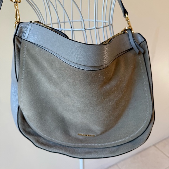 COCCINELLE Leather hobo CAMOSCIO LUNAR suede grey blue crossbody butter soft - Picture 2 of 13
